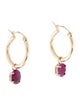 Earrings 14K 1.74ctw Ruby Drop Hoop Earring