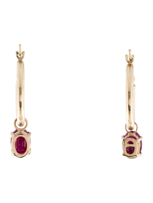 Earrings 14K 1.74ctw Ruby Drop Hoop Earring
