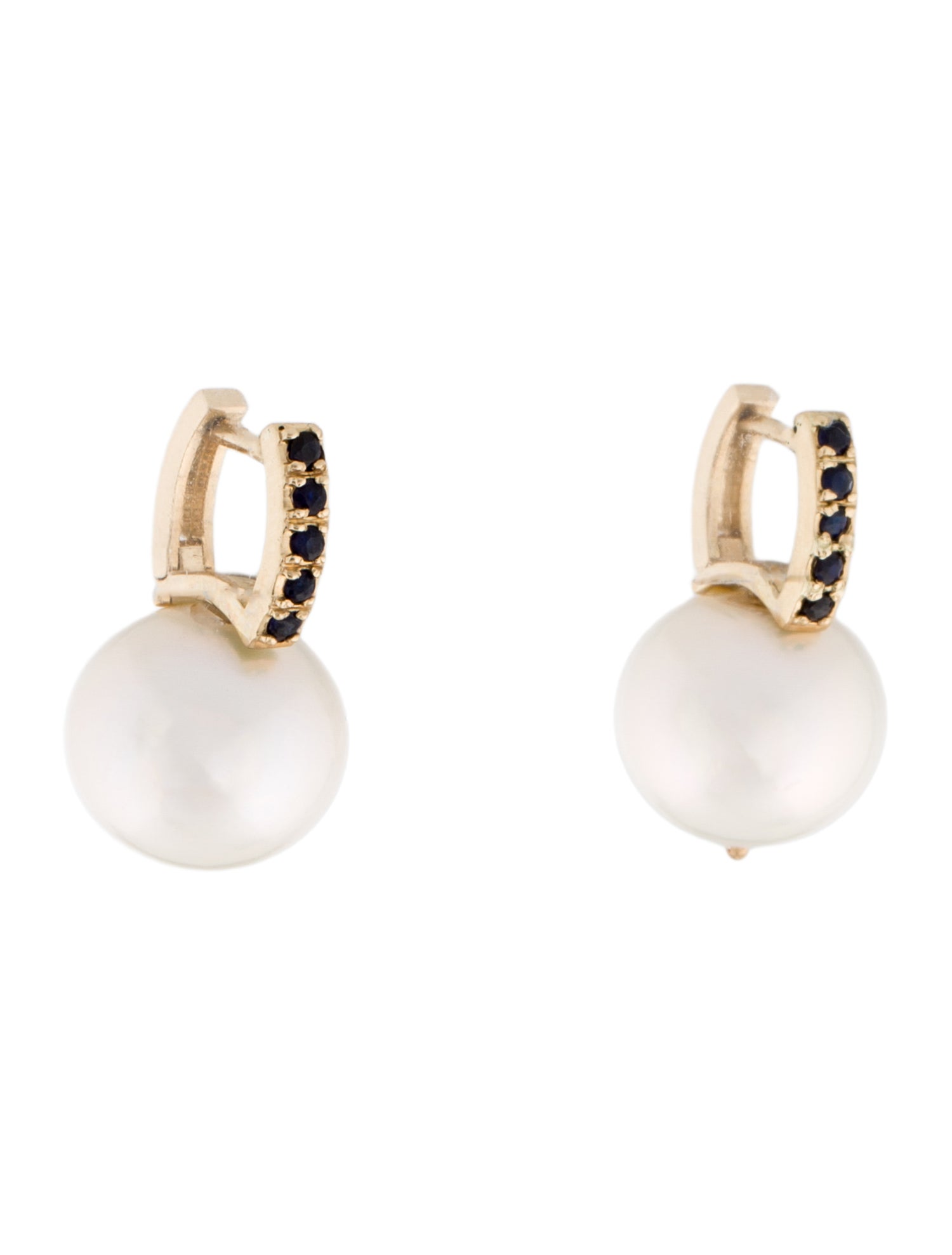 Earrings 14K Pearl & Sapphire Hoop