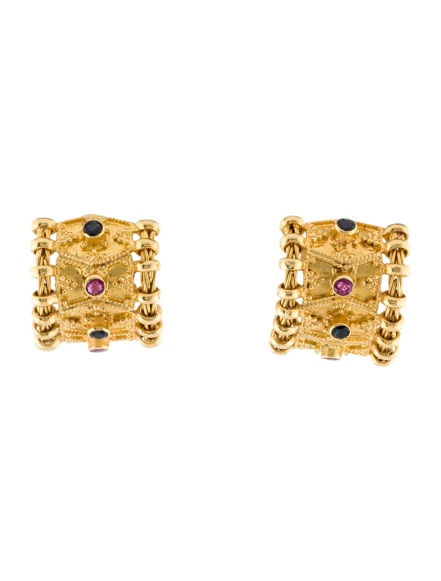 Earrings 18K Ruby & Sapphire Earclip Earrings