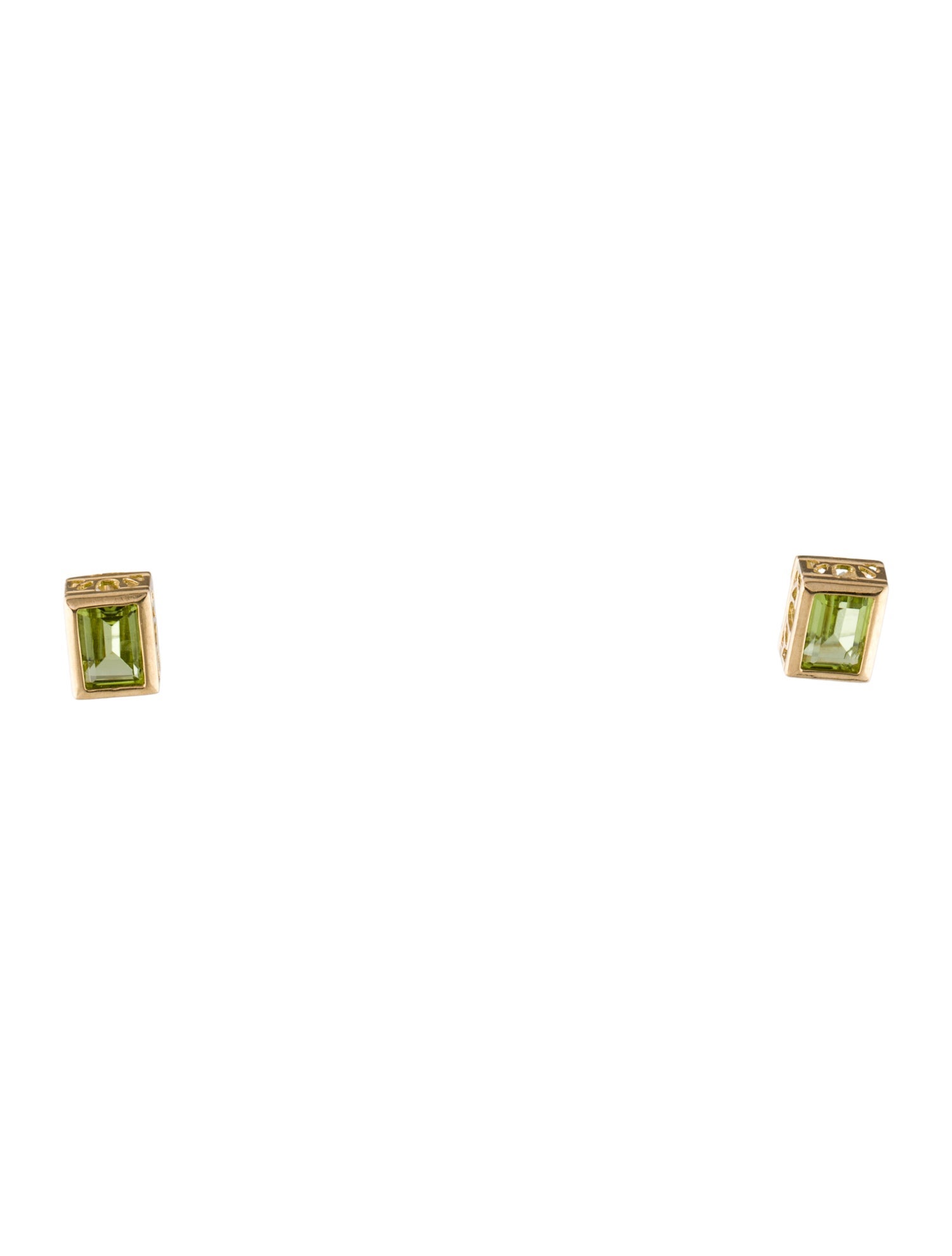 Earrings 14K 1.58ctw Peridot Rectangular Stud