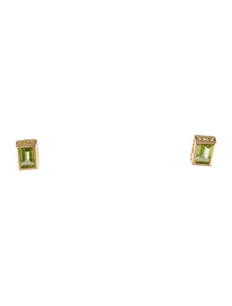 Earrings 14K 1.58ctw Peridot Rectangular Stud Earrings