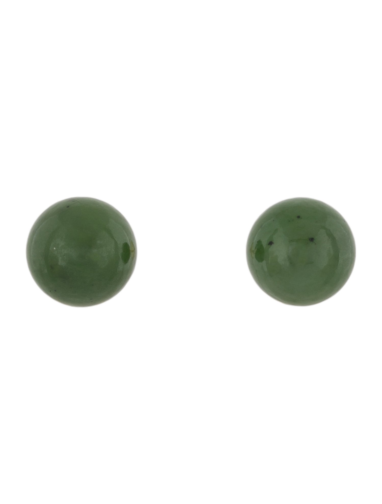 Earrings 14K Nephrite 12mm Ball Stud Earrings
