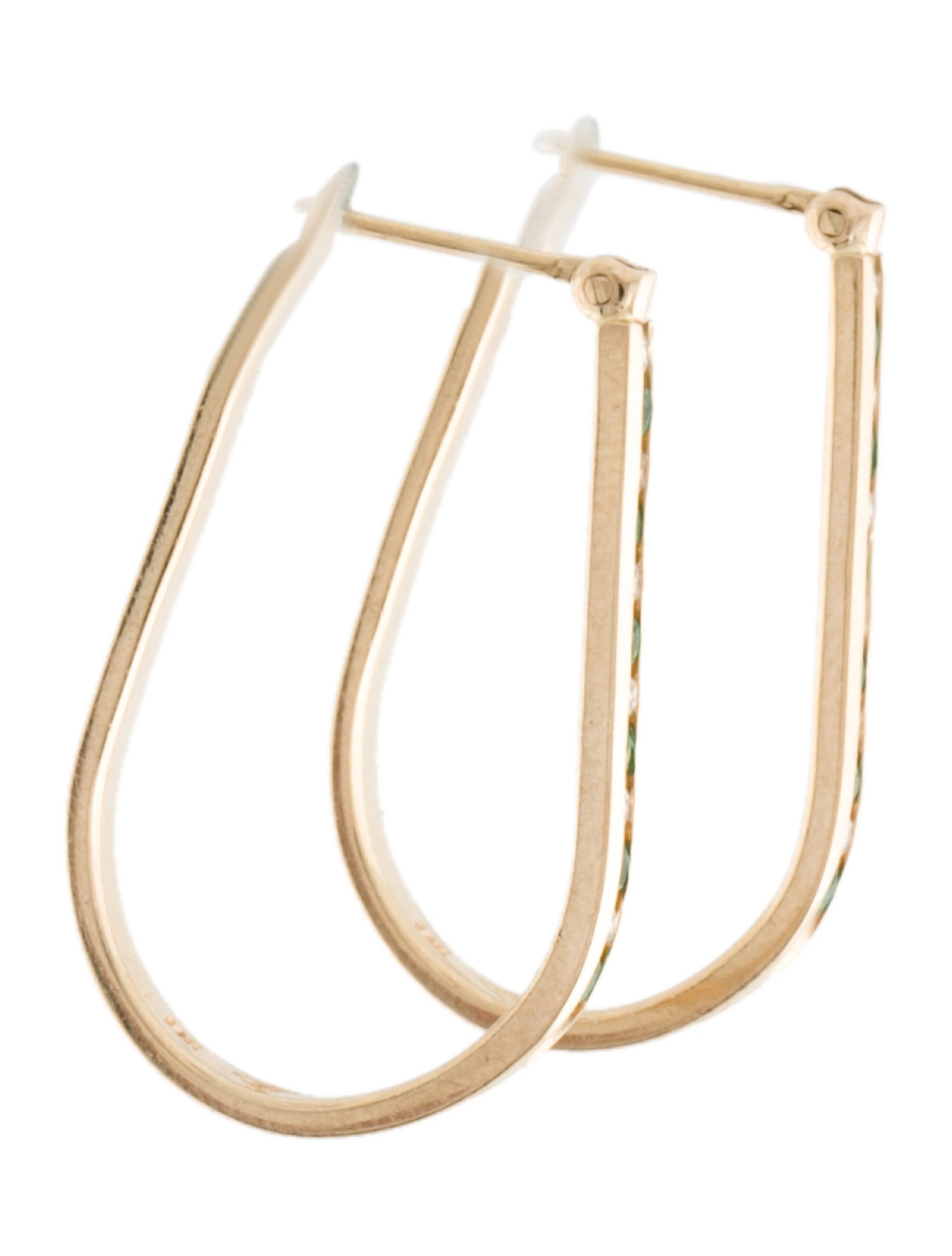 Earrings 14K Emerald & Diamond Hoop Earrings