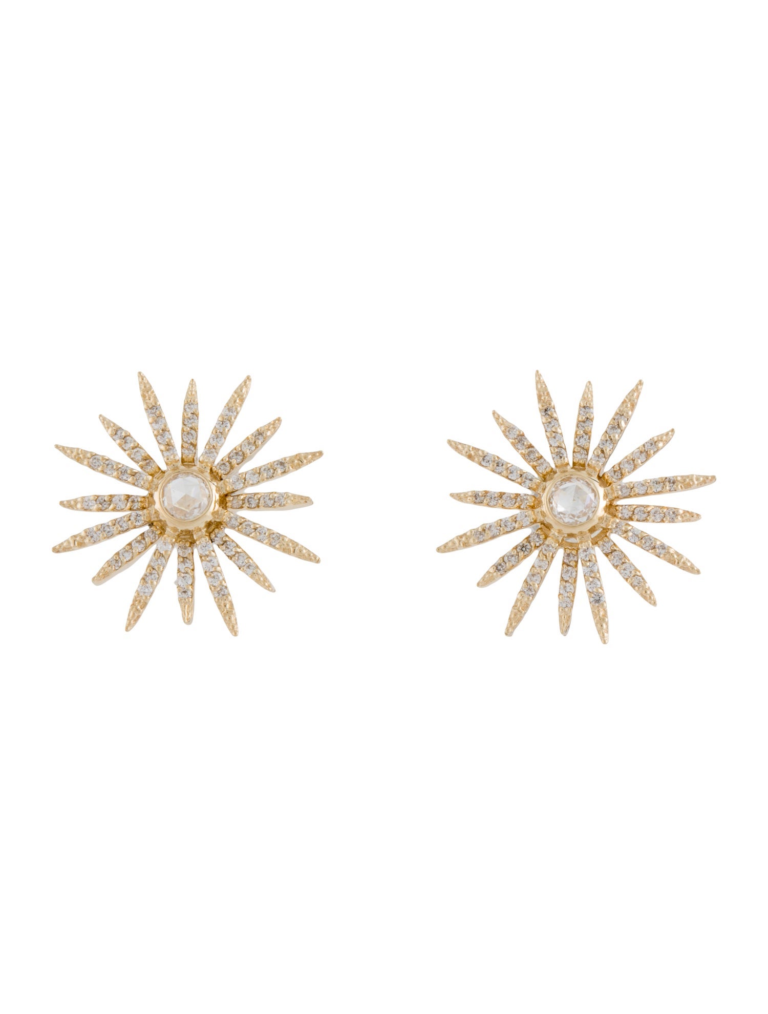 Earrings 14K Diamond Sun Stud Earrings