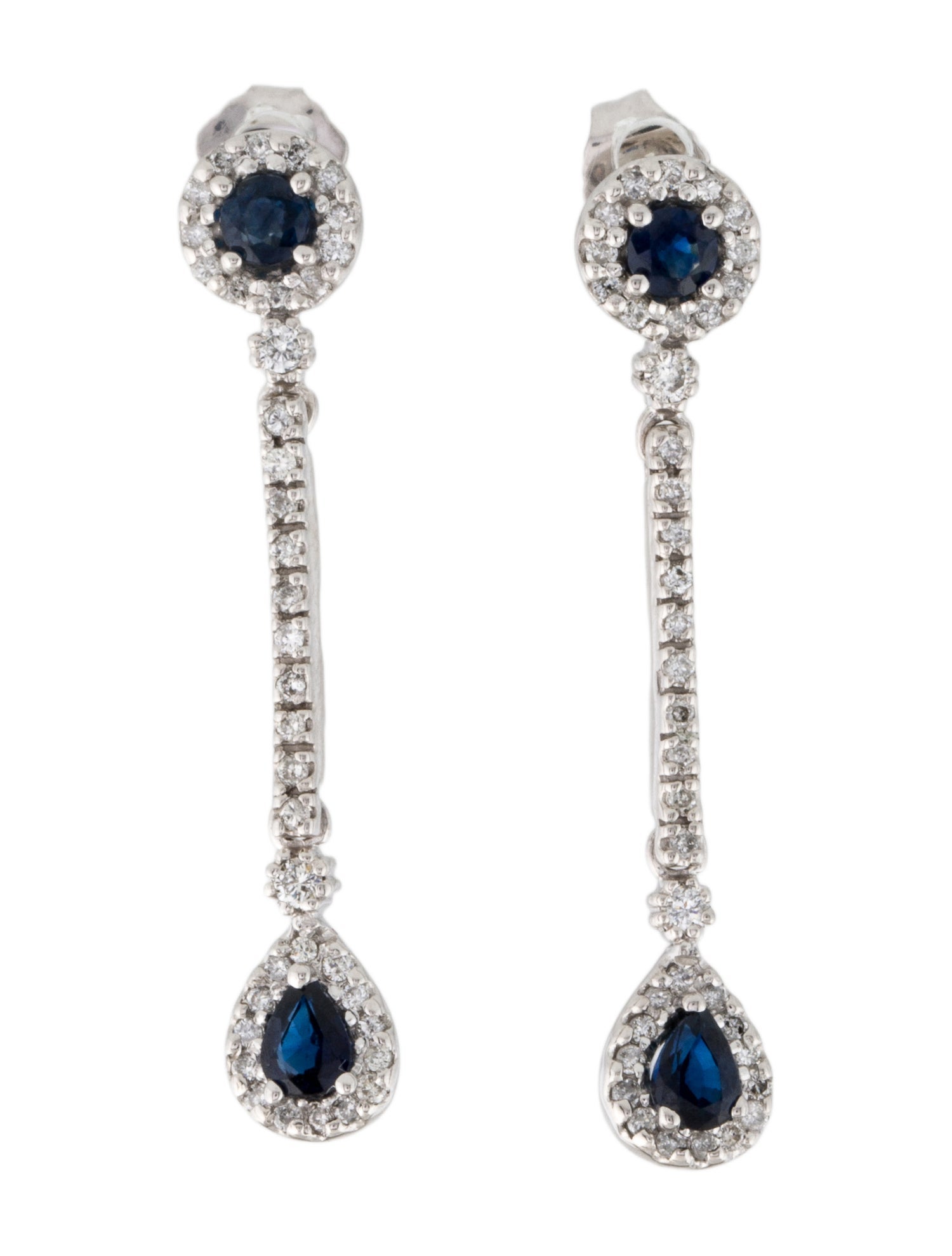 Earrings 14K Sapphire & Diamond Drop