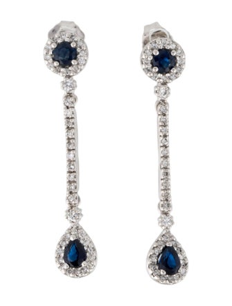 Earrings 14K Sapphire & Diamond Drop Earrings