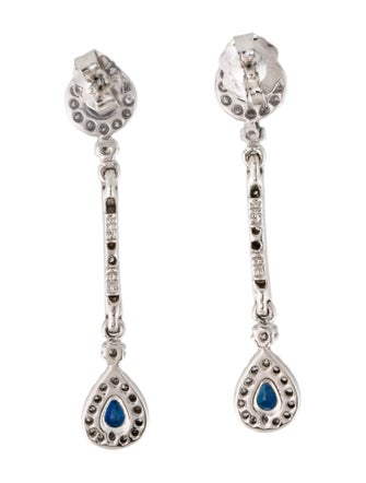 Earrings 14K Sapphire & Diamond Drop Earrings