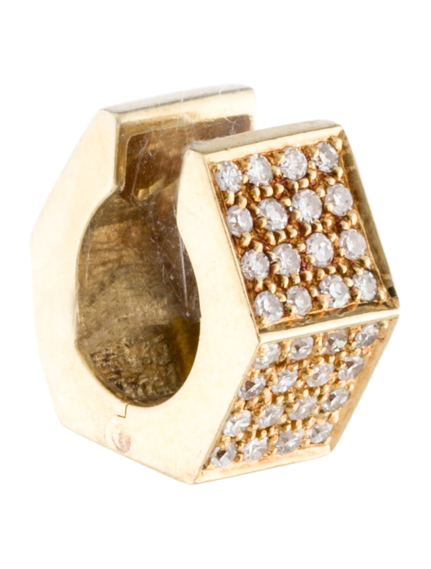 Earrings 14K Diamond Pavé Hexagonal Chunky Hoop Single Earring