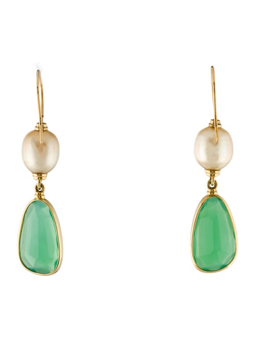Earrings 18K Pearl & Chrysoprase Drop Earrings