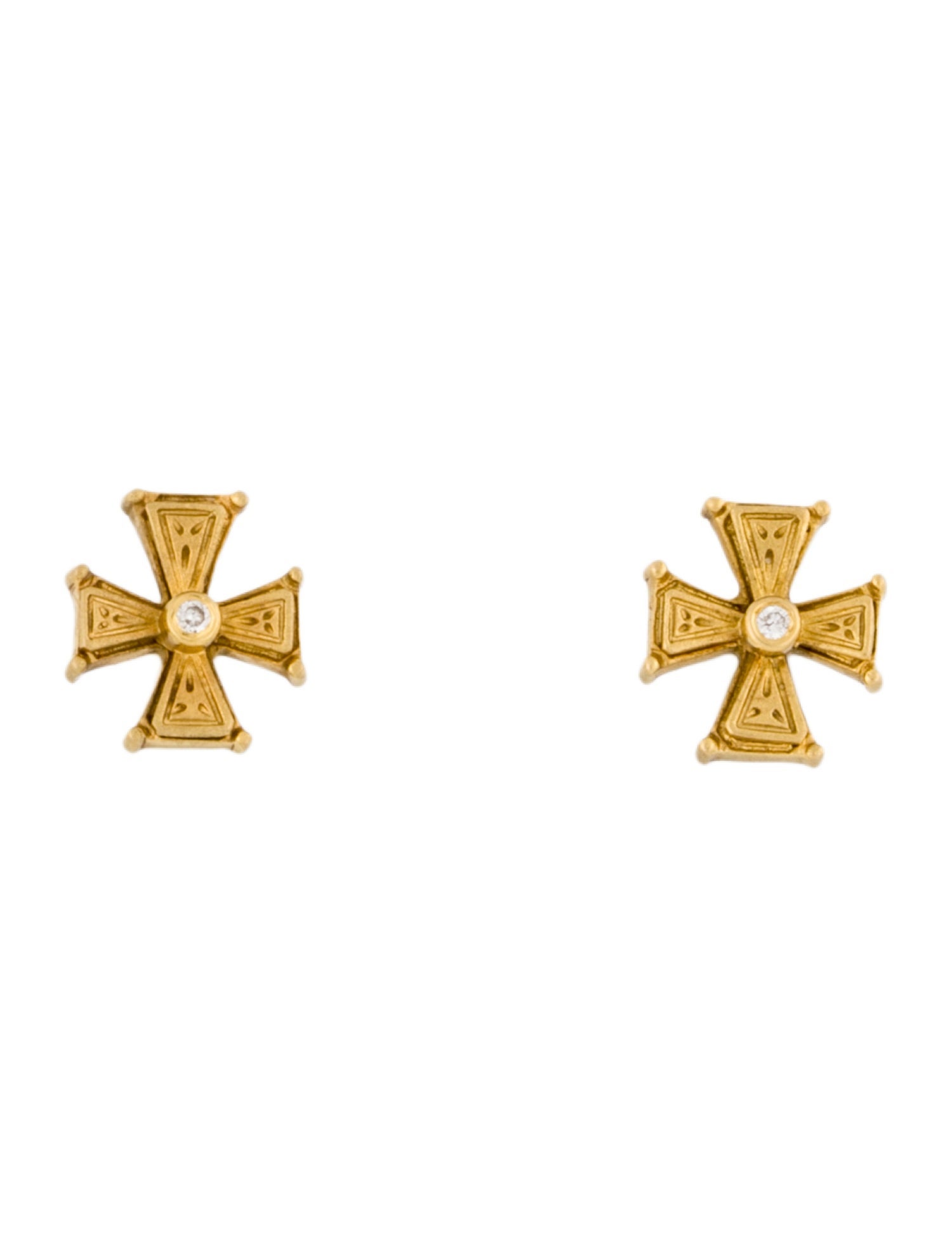 Earrings 18K Diamond Cross Stud Earrings