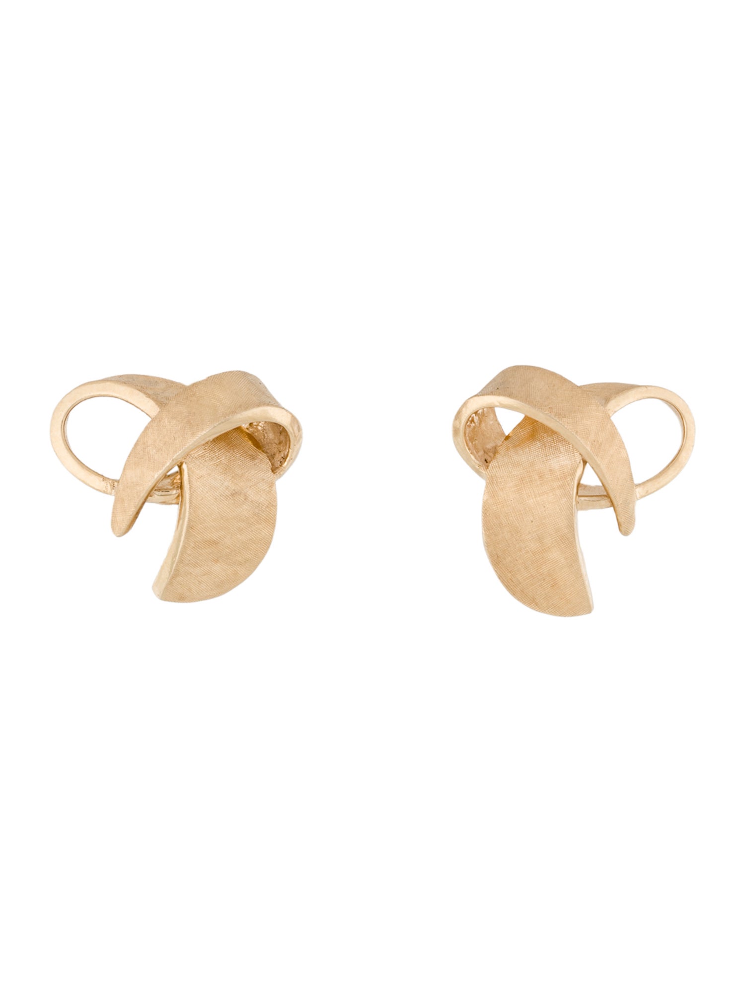 Earrings 14K Textured Ribbon Clip-On