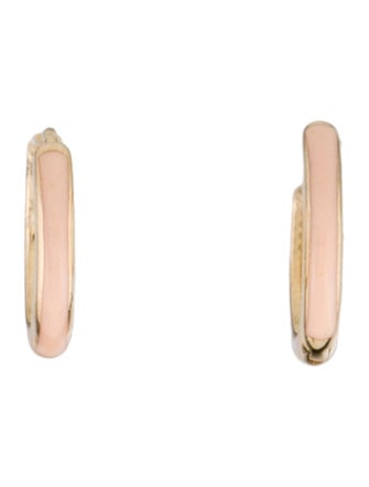 Earrings 14K Diamond & Enamel Hoop Earrings