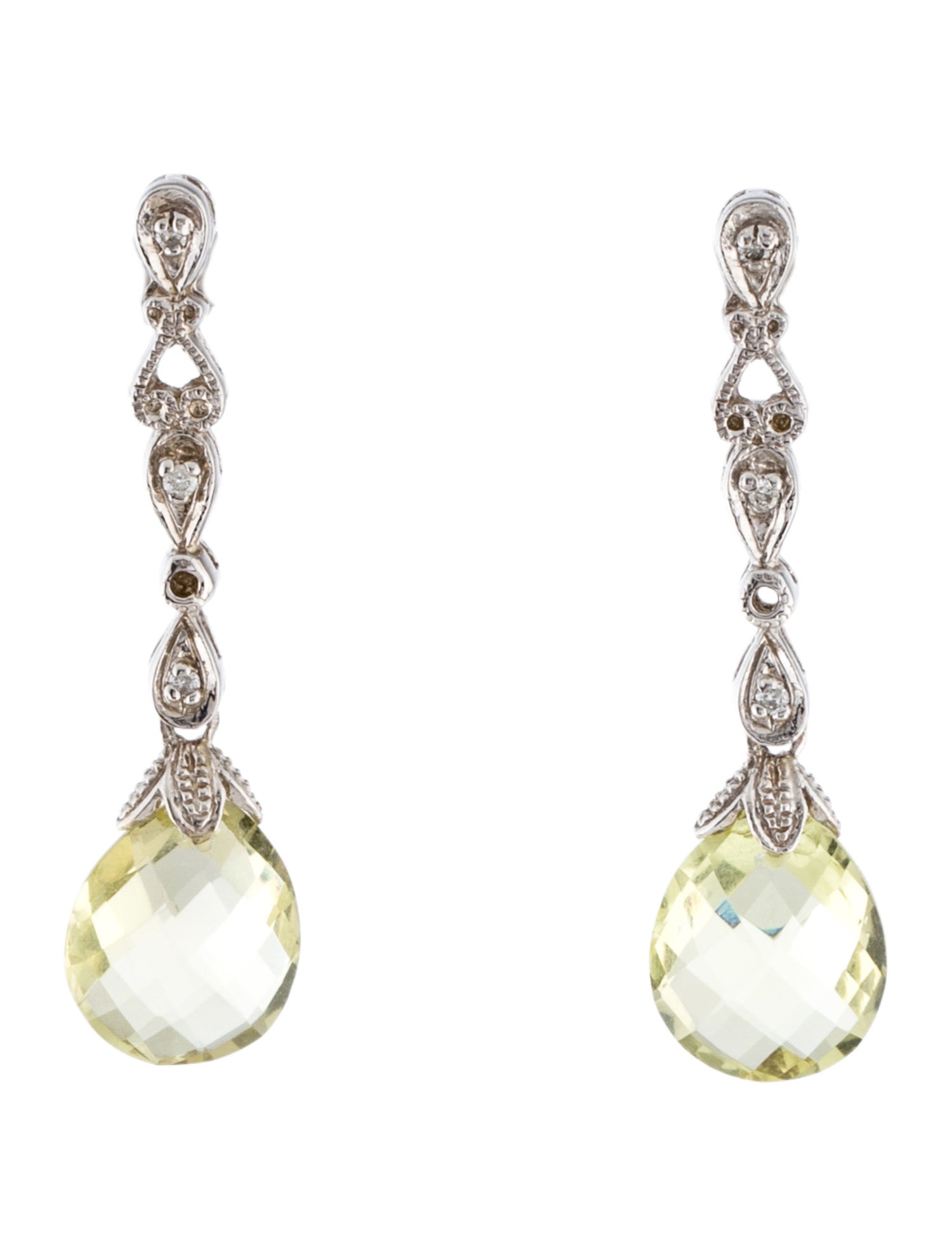 Earrings 14K Quartz & Diamond Drop