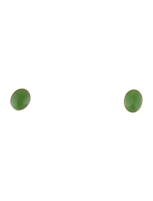 Earrings 18K 6.48ctw Nephrite Stud Earrings