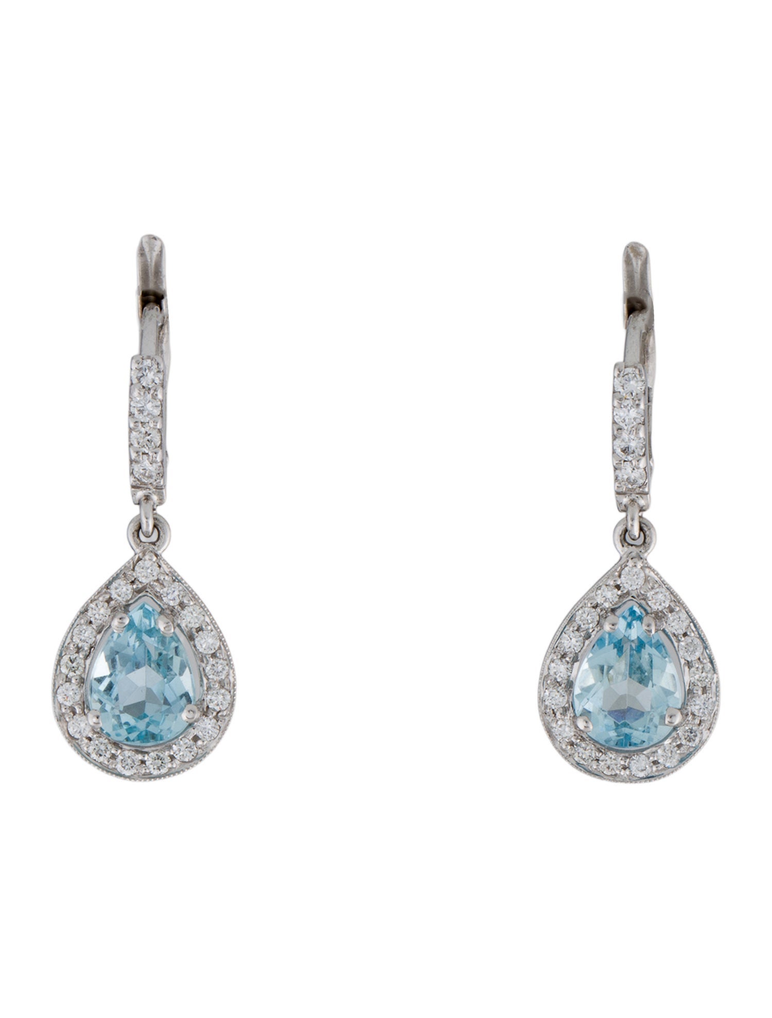 Earrings 18K Aquamarine & Diamond Drop