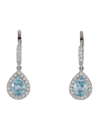 Earrings 18K Aquamarine & Diamond Drop Earrings