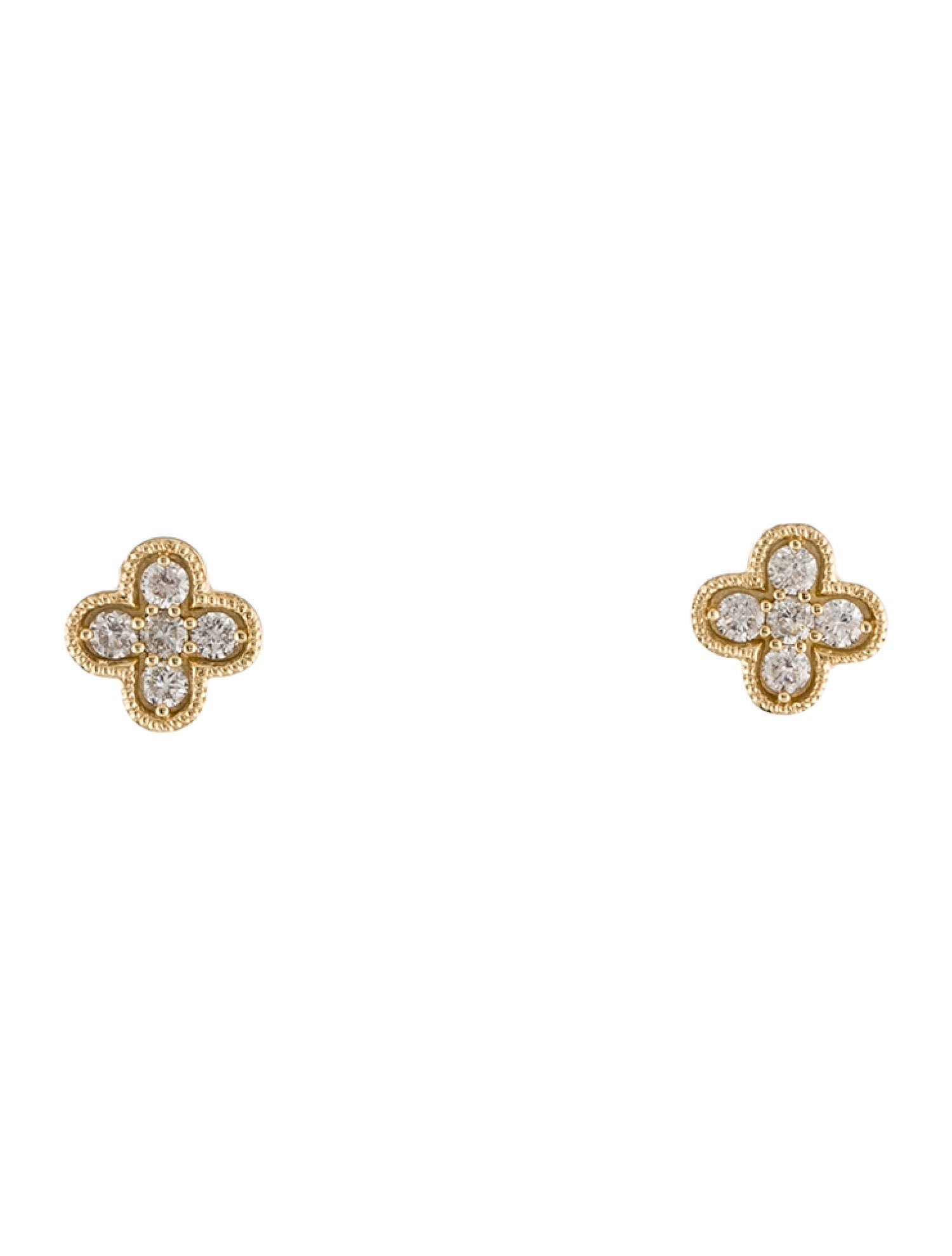 Earrings 14K Diamond Clover Stud Earrings