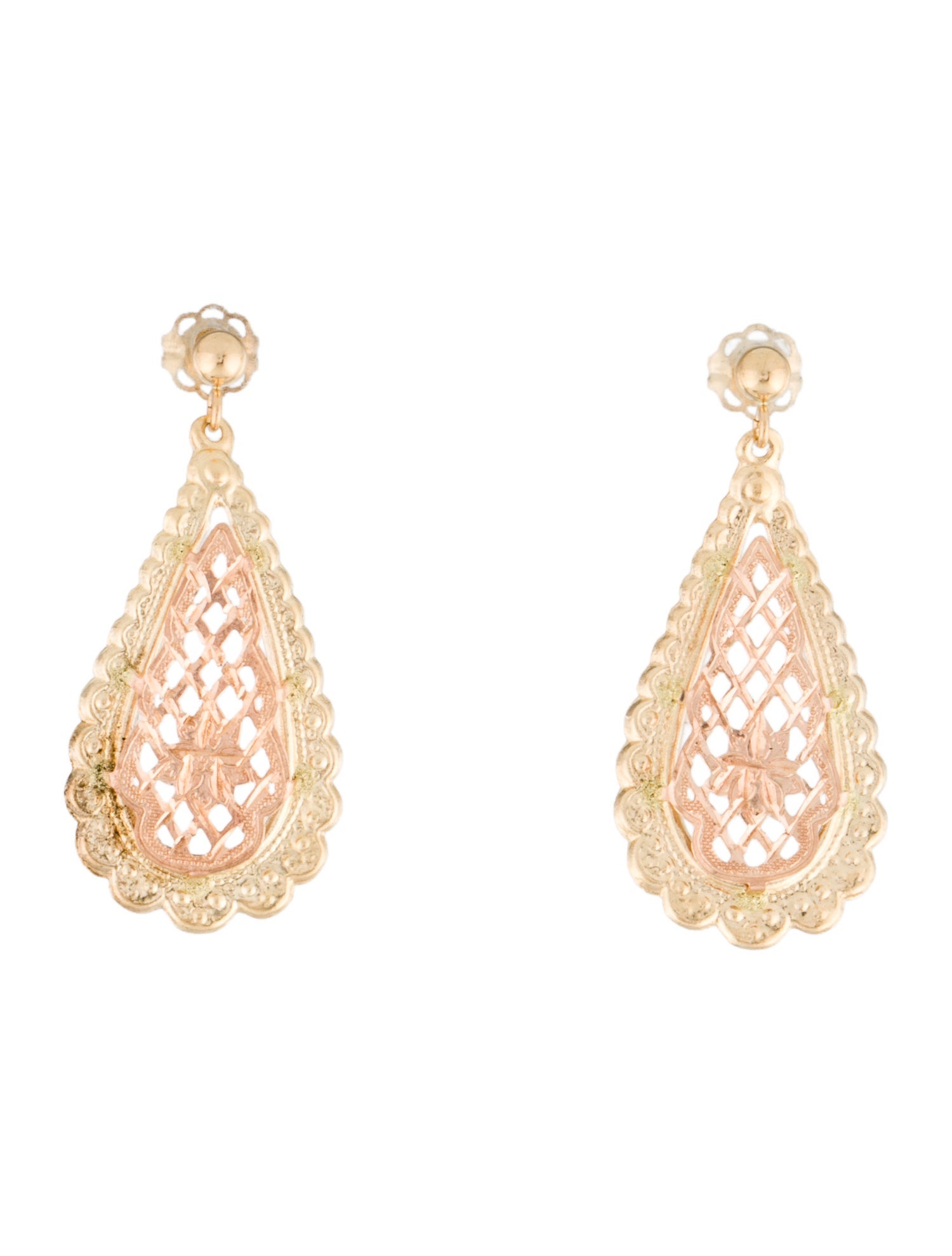 Earrings 14K Filigree Drop Earrings