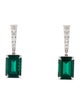 Earrings 14K 5.58ctw Synthetic Emerald & Lab-Grown Diamond Drop Earrings