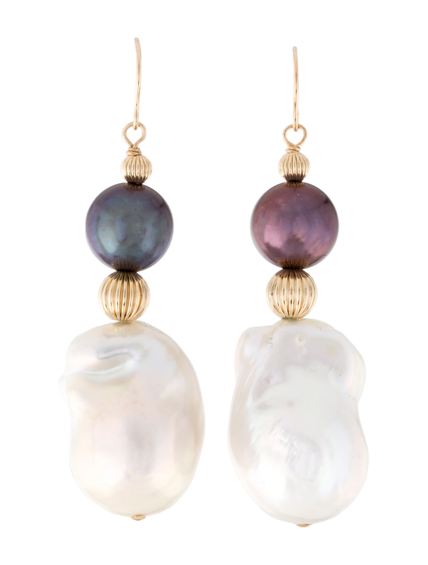 Earrings 14K Dyed Pearl & Pearl Drop