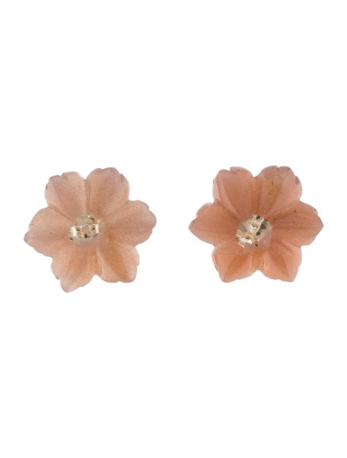 Earrings 14K Sapphire & Sunstone Flower Convertible Stud Earrings
