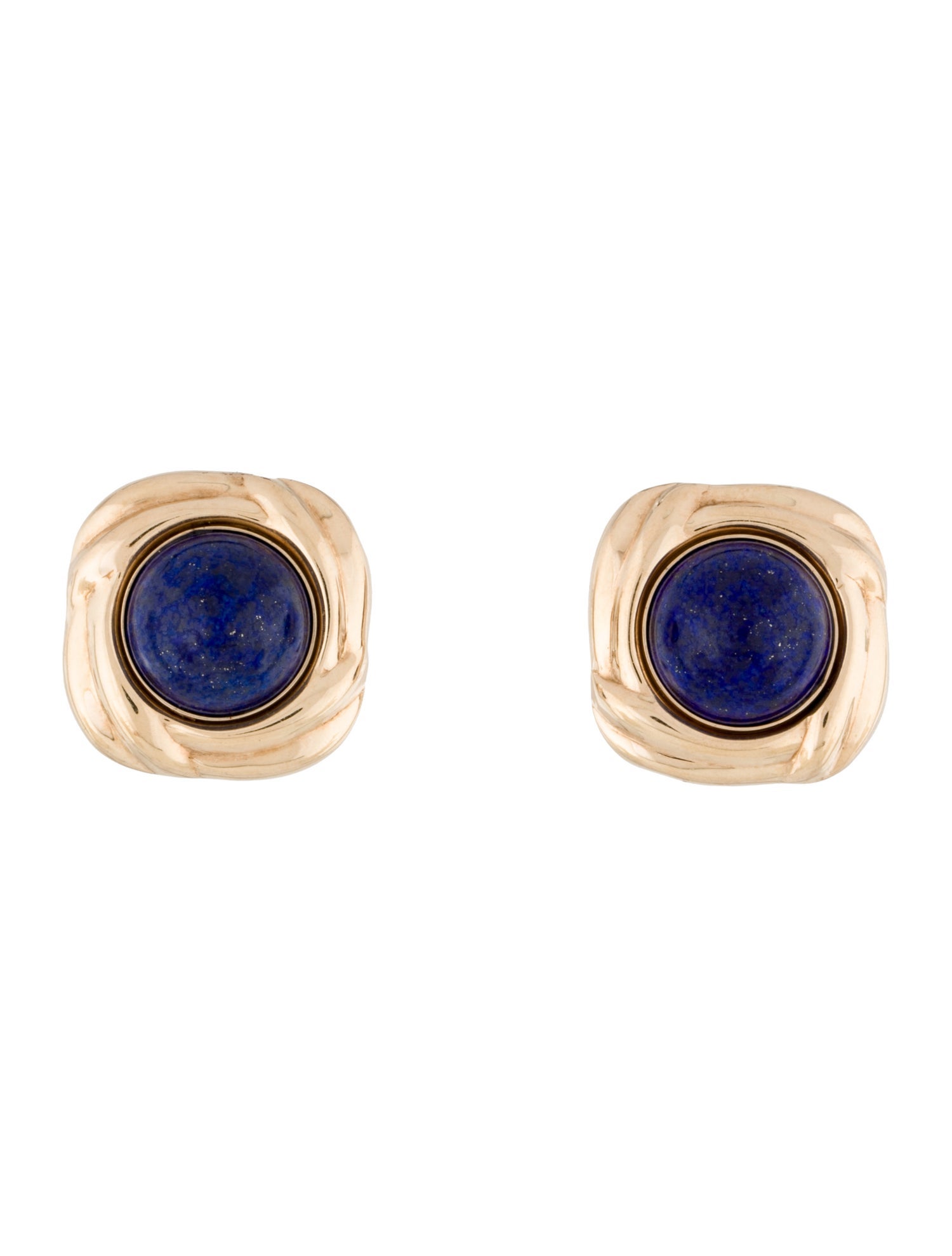 Earrings 14K Lapis Lazuli Square Clip-on