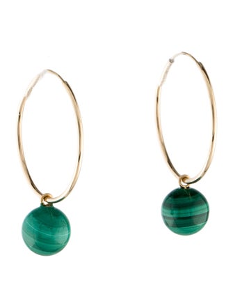 Earrings 14K Malachite Hoop Drop Earrings