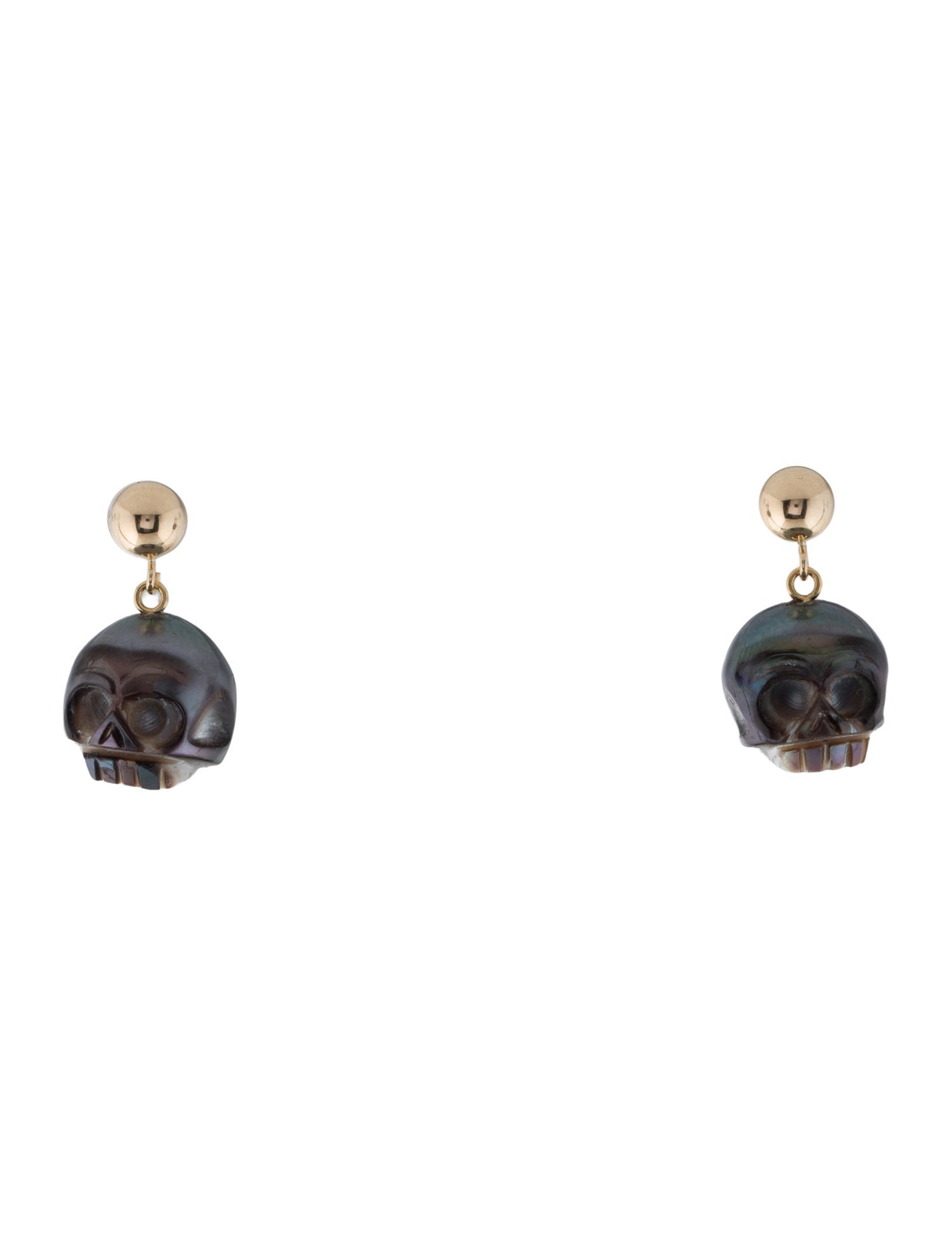 Earrings 14K Dyed Pearl Skull Drop Earrings