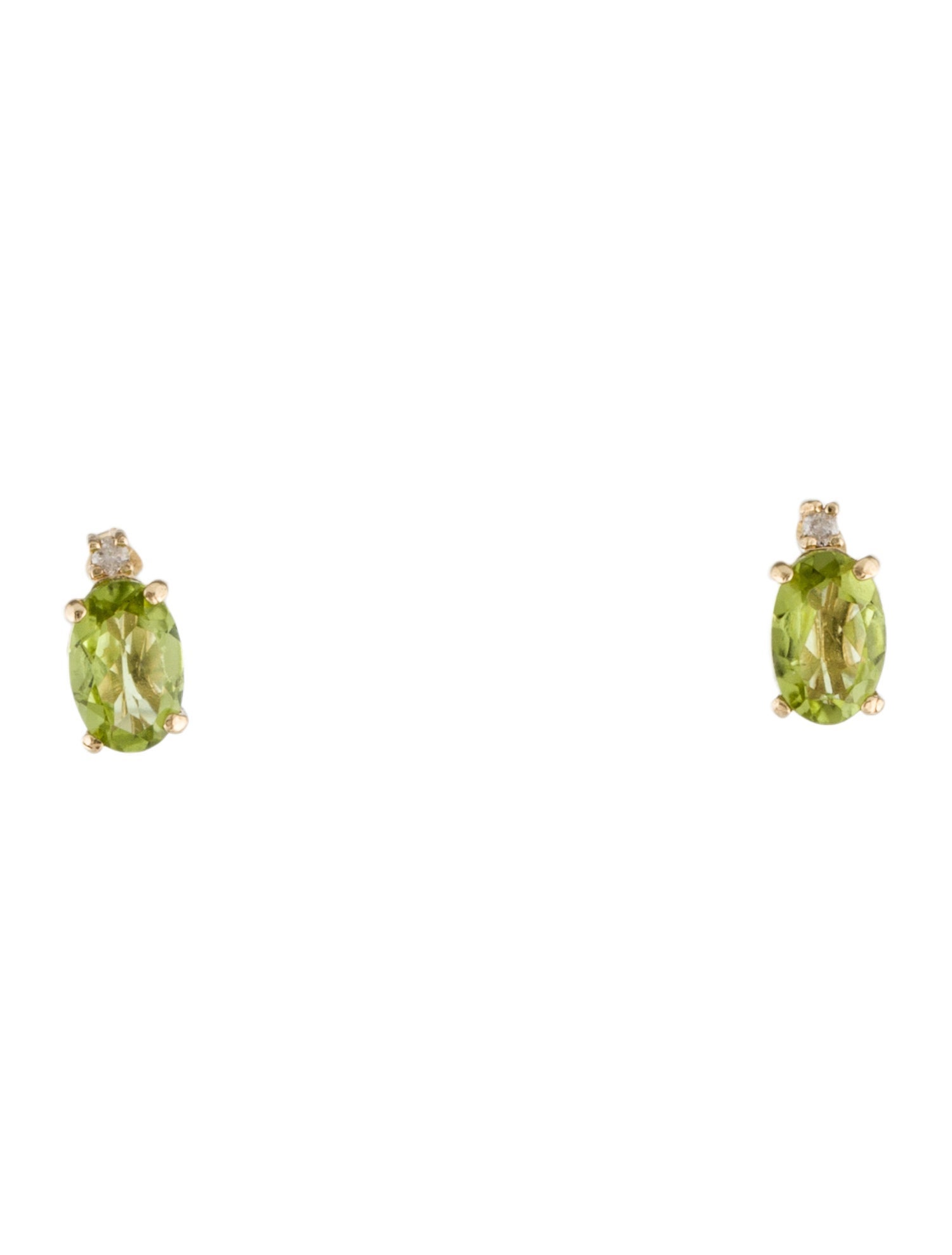 Earrings 14K Peridot & Diamond Stud Earrings