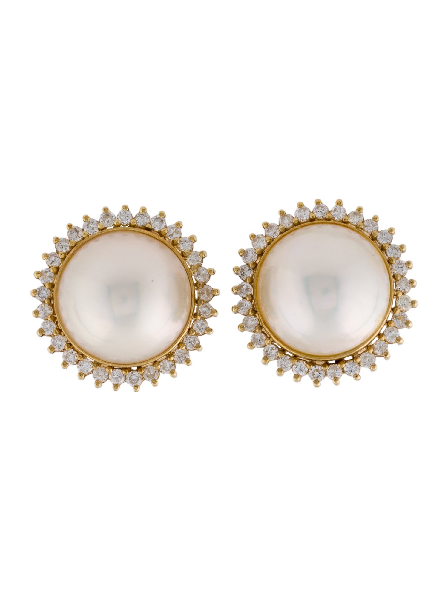 Earrings 14K Pearl & Diamond Earclips