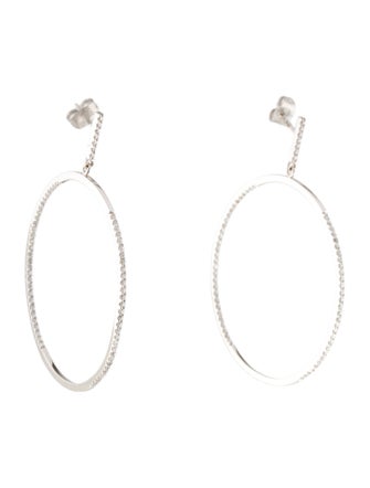 Earrings 14K Diamond Inside-Out Circle Drop Hoop Earrings