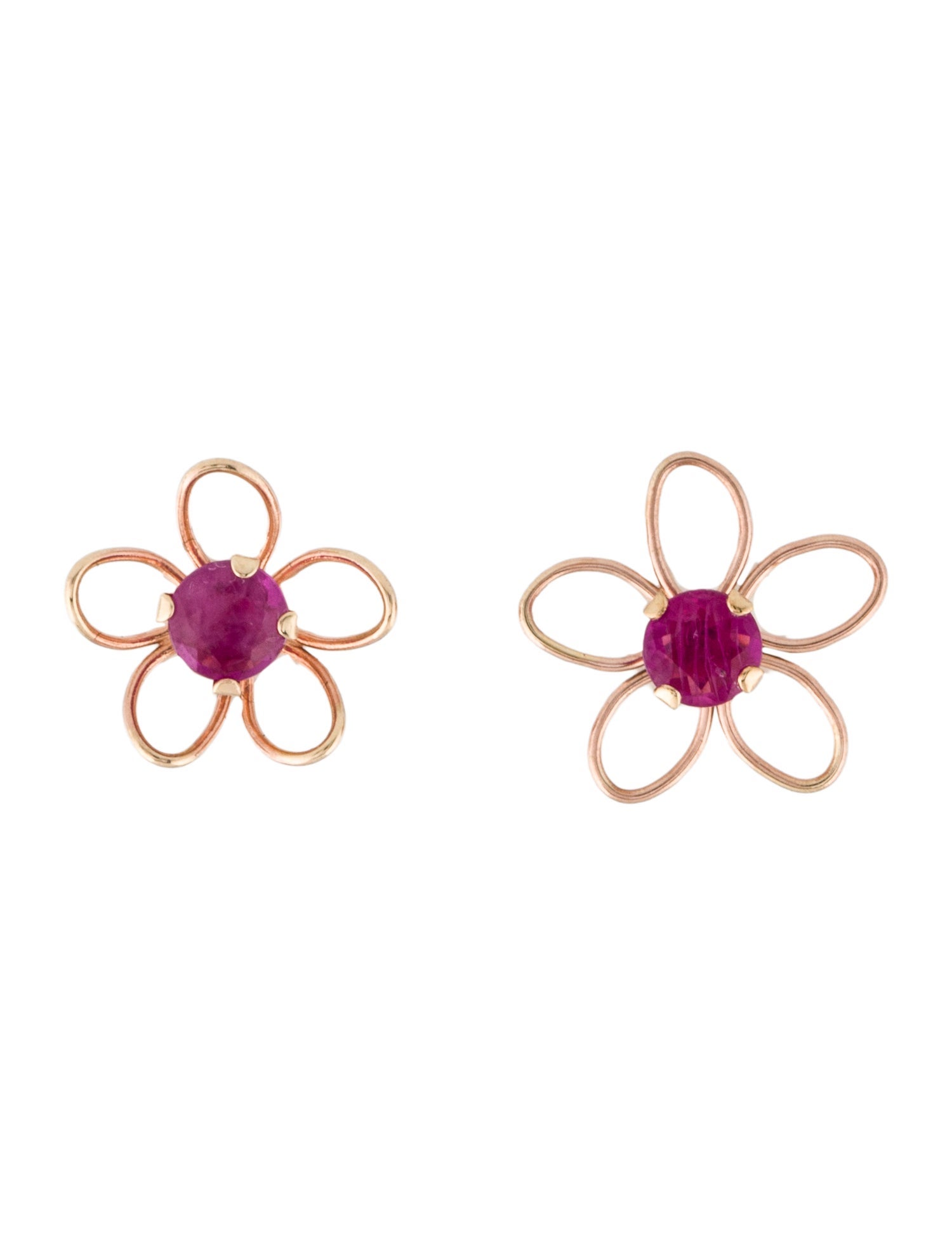 Earrings 10K Ruby Flower Stud