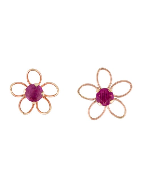 Earrings 10K Ruby Flower Stud Earrings