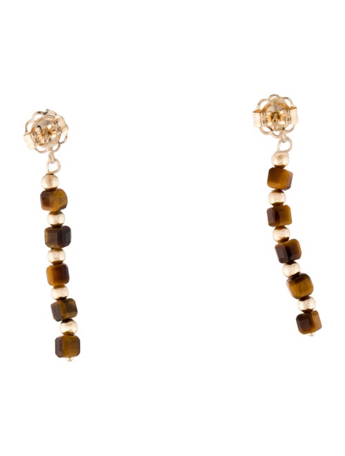Earrings 14K Tiger's Eye Quartz Bead Drop Earrings