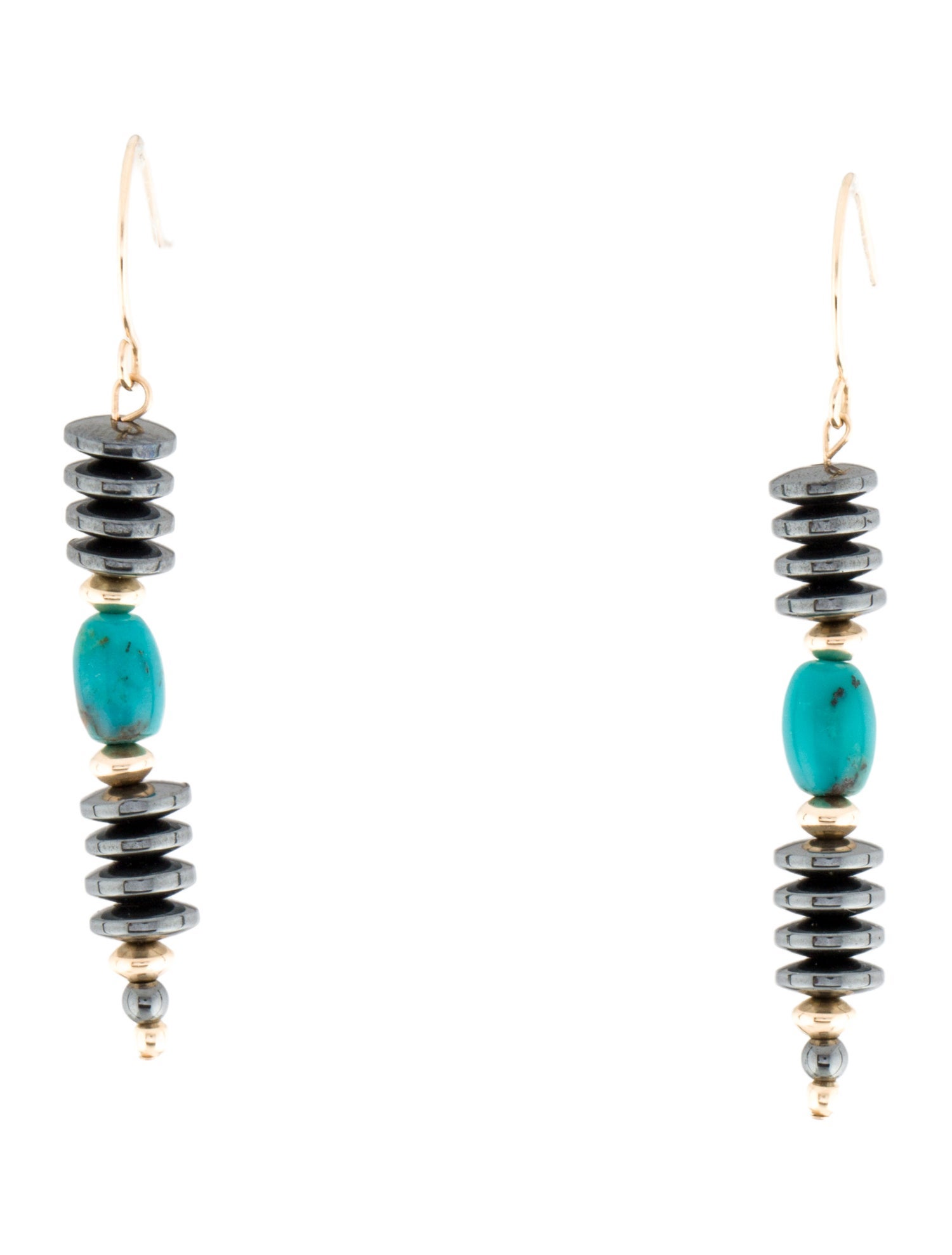 Earrings 14K Hematine & Composite Turquoise Drop Earrings