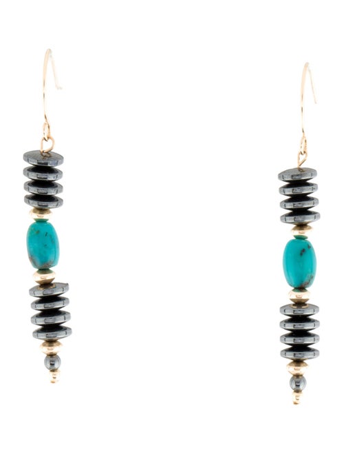 Earrings 14K Hematine & Composite Turquoise Drop Earrings