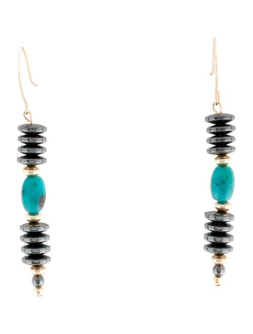 Earrings 14K Hematine & Composite Turquoise Drop Earrings