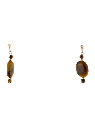 Earrings 14K Tiger's Eye Quartz Drop Earrings