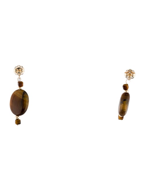 Earrings 14K Tiger's Eye Quartz Drop Earrings