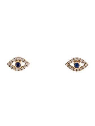 Earrings 14K Sapphire & Diamond Evil Eye Stud Earrings