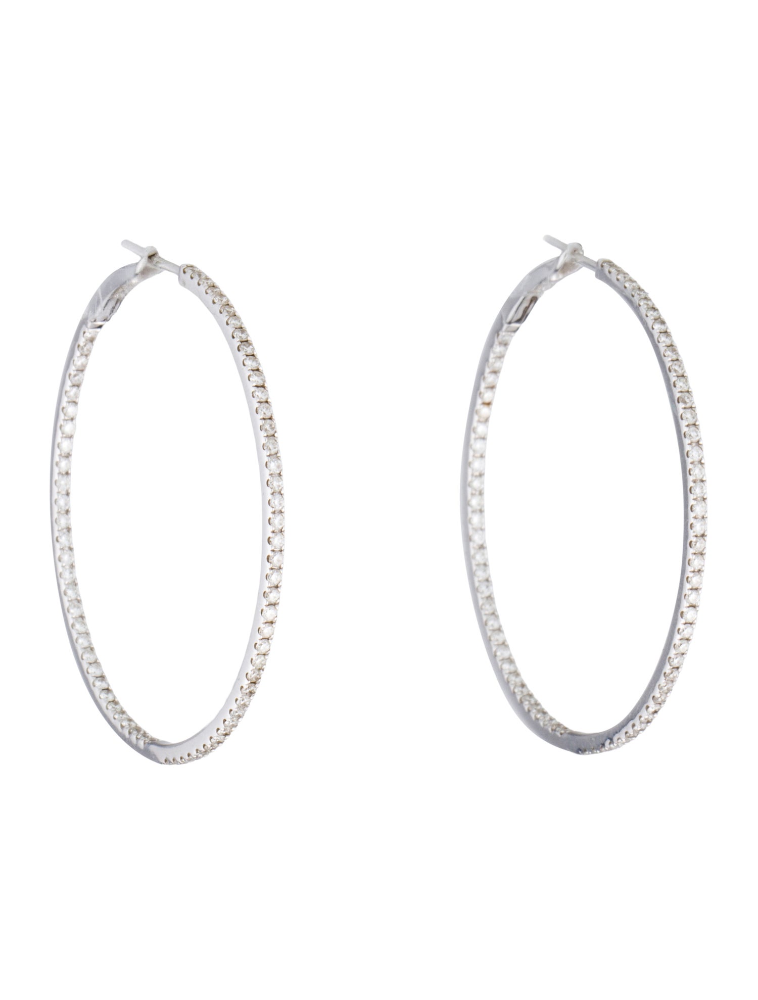 Earrings 18K 1.38ctw Diamond Inside Out Hoop
