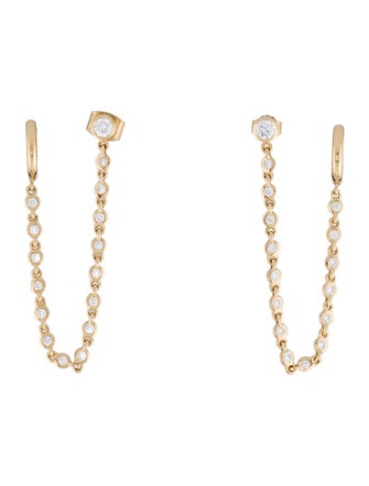 Earrings 14K Lab-Grown Diamond Double Piercing Chain Drop Earrings