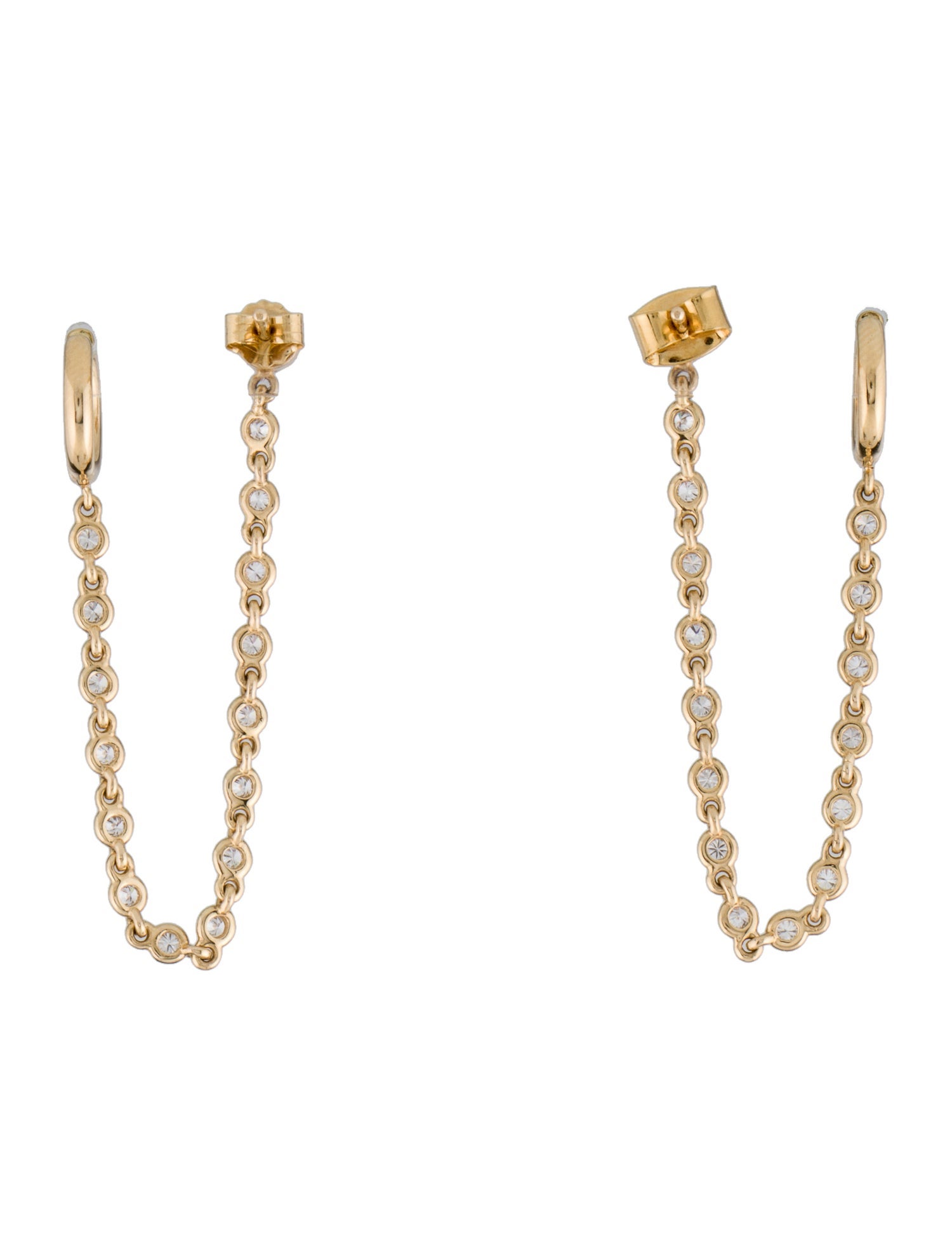 Earrings 14K Lab-Grown Diamond Double Piercing Chain Drop Earrings