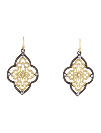 Armenta Colorless Sapphire & Diamond Open Scroll Drop Earrings