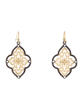 Armenta Colorless Sapphire & Diamond Open Scroll Drop Earrings