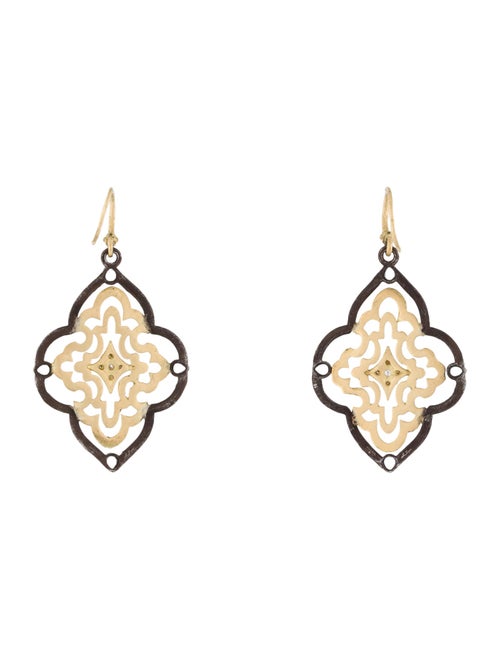 Armenta Colorless Sapphire & Diamond Open Scroll Drop Earrings