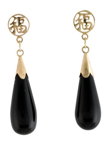 Earrings Drop 14K Onyx