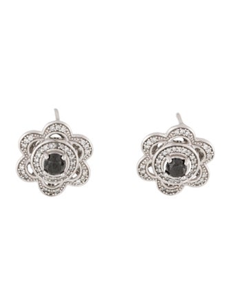 Earrings Stauer 10K 1.38ctw Diamond Flower Drop Earrings