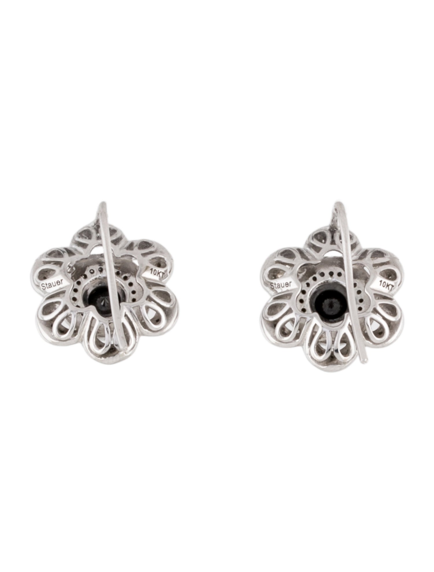 Earrings Stauer 10K 1.38ctw Diamond Flower Drop Earrings